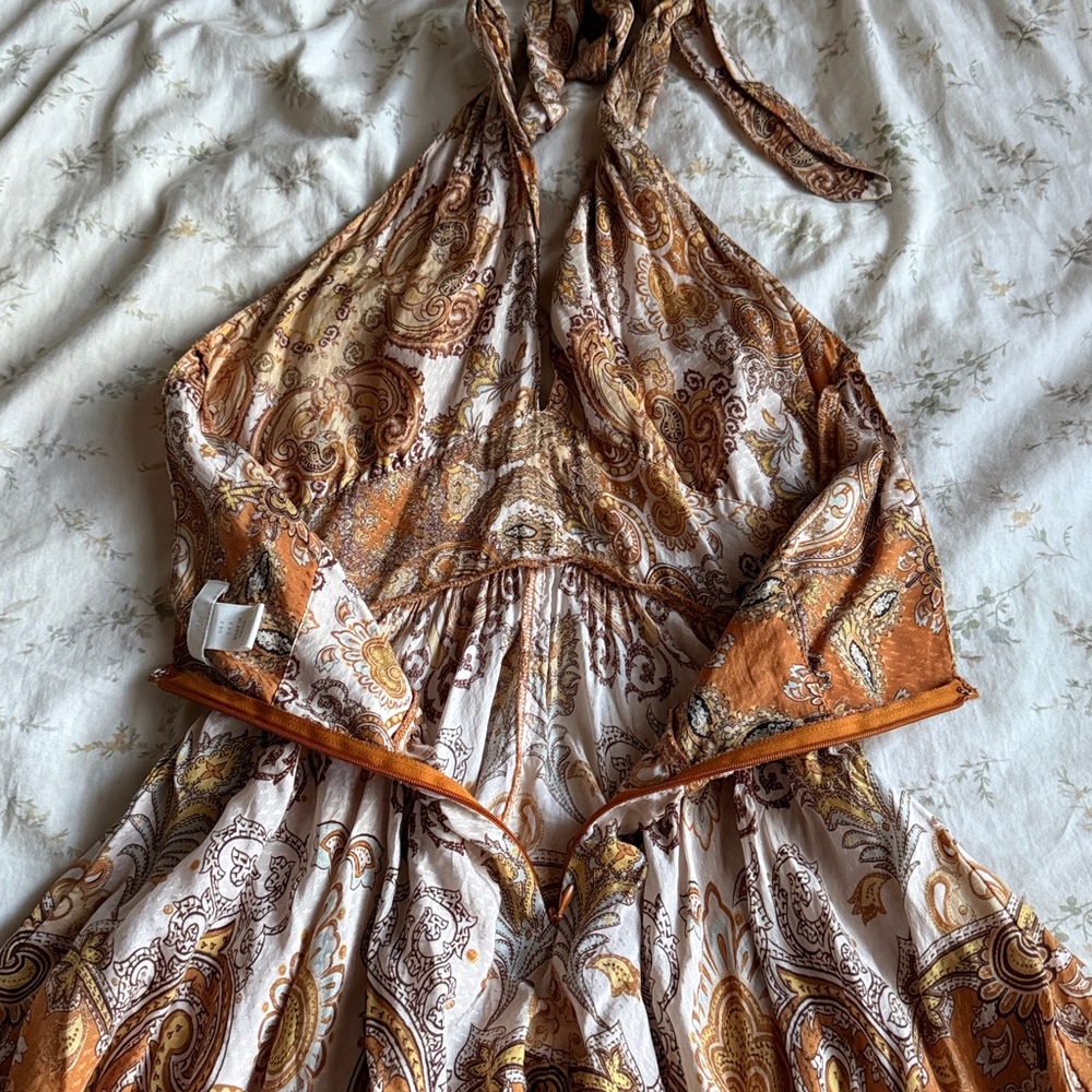 Orange handkerchief hemline midi halter neck dress size 2 in great condition - Picture 9 of 9